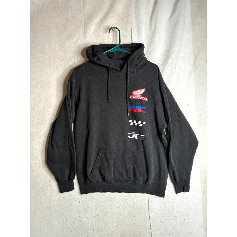 Honda Motorcycles 95 Hoodie Mens Medium Black Cotton HRC JT Racing USA Graphic